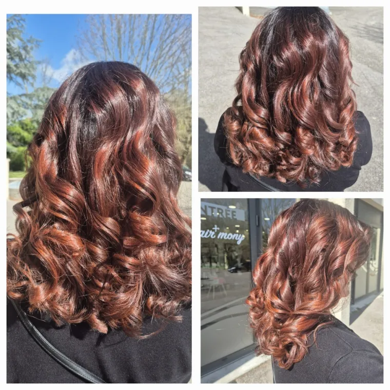 Couleur cuivré et brushing sur cheveux long vers Morestel., Vézeronce-Curtin, Hair'mony